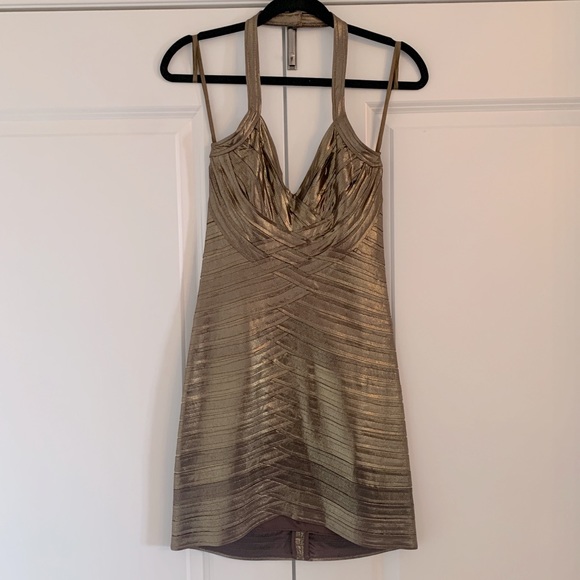 BCBG Maxazria fitted halter mini dress - Picture 1 of 6